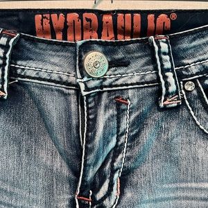 Hydraulic super stretch skinny jeans embellished pockets